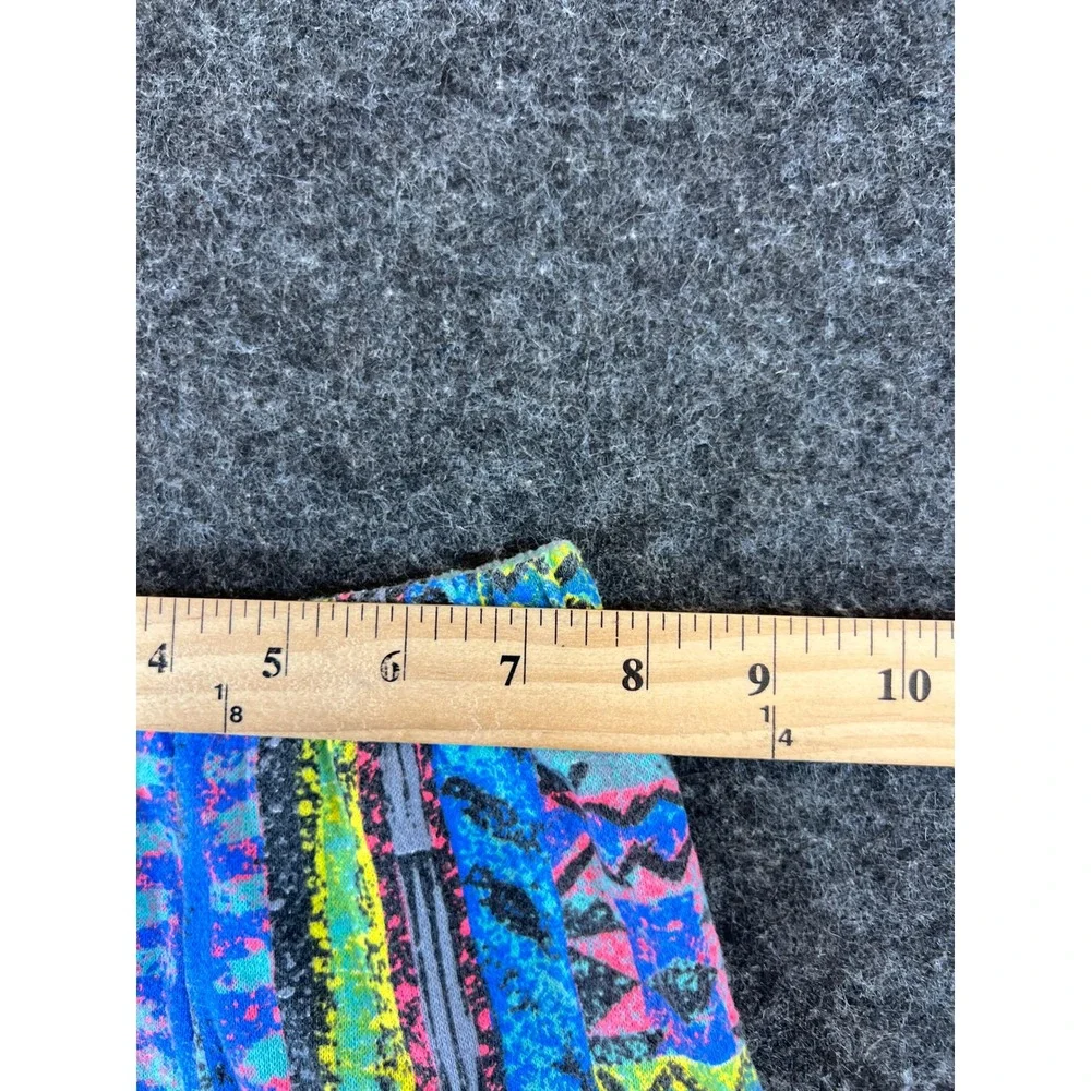 Vintage Kids Multi Color Geometric Abstract Print Fleece Joggers Pants 90s Surf
